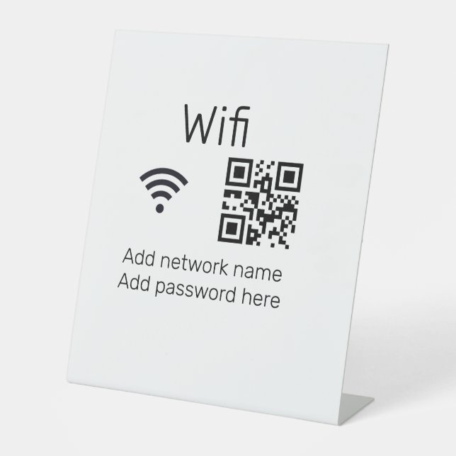 Wifi password sign add Q R code here details here  (Front)