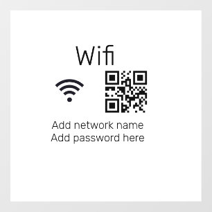 Wifi password sign add Q R code here details here