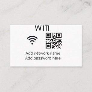 Wifi password sign add Q R code here details here  Business Card