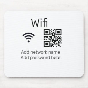 Wifi password sign add Q R code here details here Mouse Mat