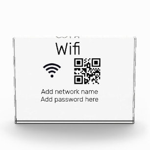 Wifi password sign add Q R code here details here Photo Block