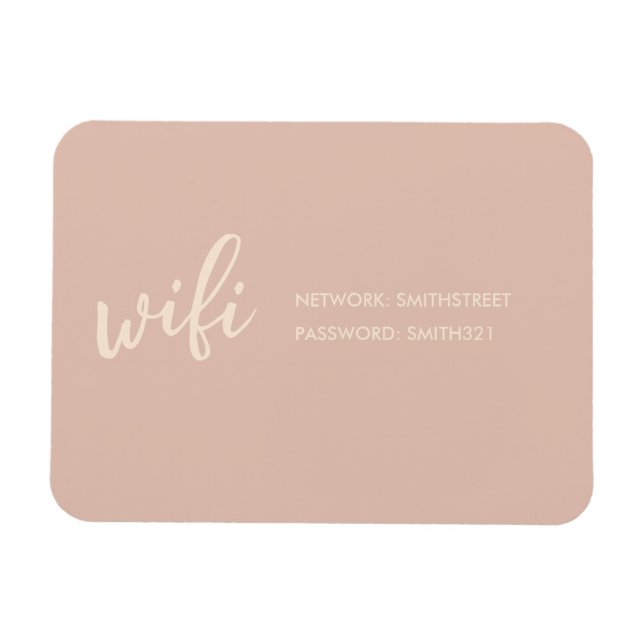 WIFI Password Sign Beige Blush Magnet (Horizontal)
