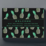 Wifi Password Sign | Tropical Pineapples Plaque<br><div class="desc">Modern WiFi password sign to share your network information with guests. Perfect for Airbnb beach rentals, tropical vacation rentals, or beach house signage. Features a fun modern pineapple pattern in a black and green colour palette. Tropical themed WiFi password sign to make certain that your guests have access to the...</div>