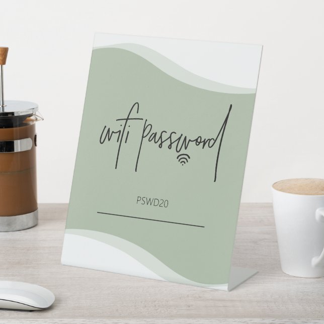 Wifi Password Table Top Sign - green (In SItu)
