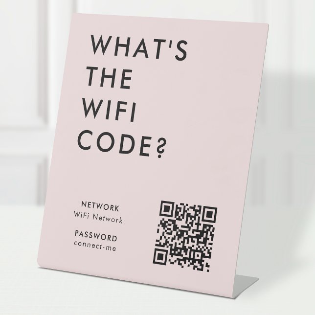 Wifi Password | What's the WiFi Code? QR Code Pink Pedestal Sign (Creator Uploaded)