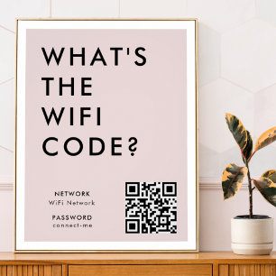 Wifi Password What's the WiFi Code? QR Code Pink Poster