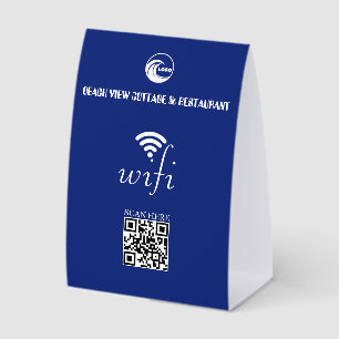 Wifi QR Code Blue and Your Business Logo