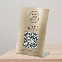 Wifi QR Code Business Logo Scan To Connect Gold