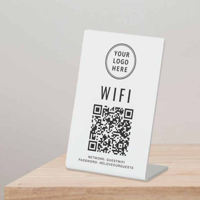 Wifi QR Code Business Logo Scan To Connect Pedestal Sign (Creator Uploaded)