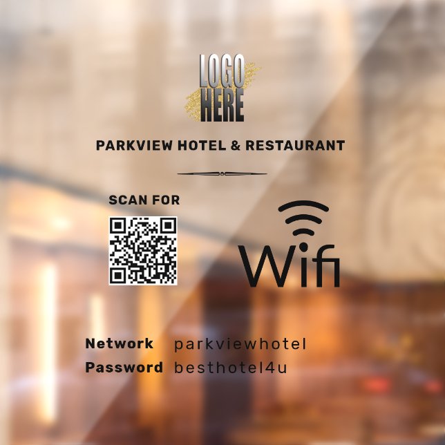 Wifi  QR Code Business Logo Window Cling (Sheet 2)