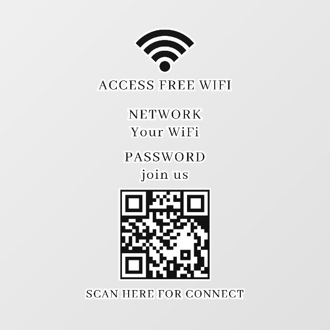 WiFi QR Code Connect Network Window Cling Vinyl  (Sheet)