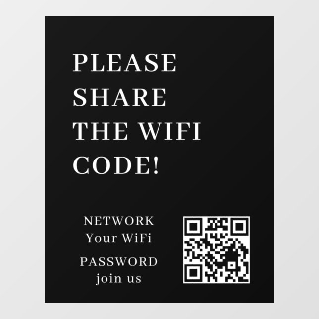 WiFi QR Code Connect Network Window Decal (Sheet)