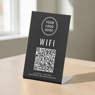 Wifi QR Code Logo Black Scan To Connect Pedestal Sign