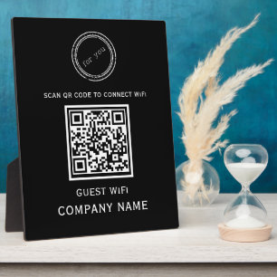Wifi QR Code Password and Network Name Black Plaque
