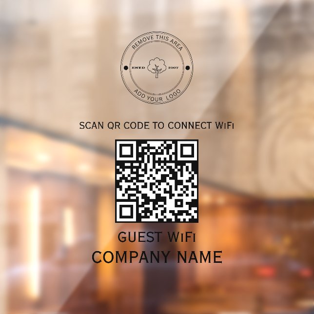 Wifi QR Code Password and Network Name Black Window Cling (Sheet 2)