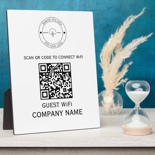Wifi QR Code Password and Network Name White Plaque (Side)