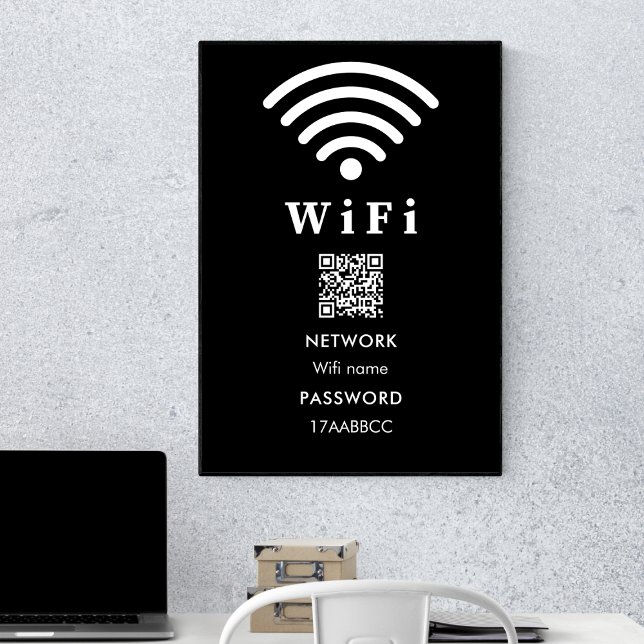 Wifi QR Code Password | Scan To Connect Black Poster (Creator Uploaded)