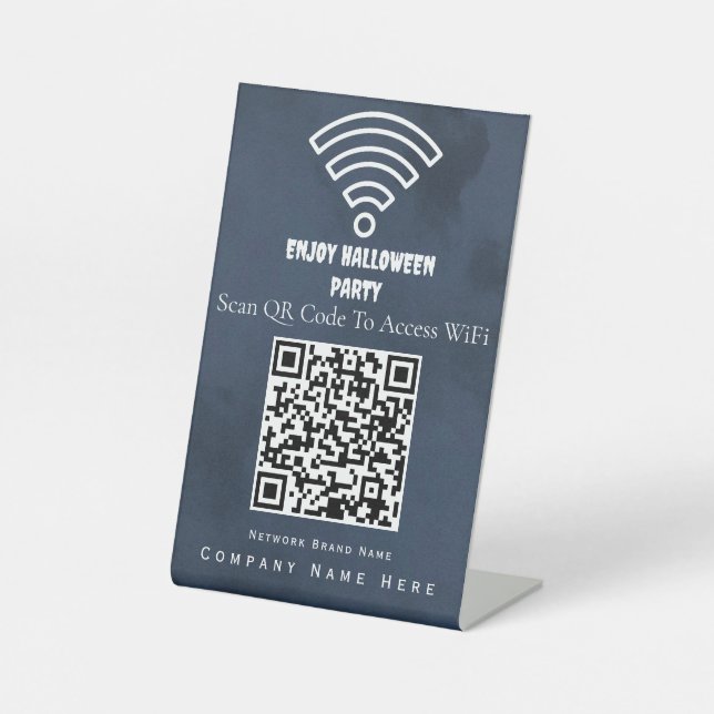 Wifi QR Code Scan To Connect Blue Dark Shado Pedestal Sign (Front)