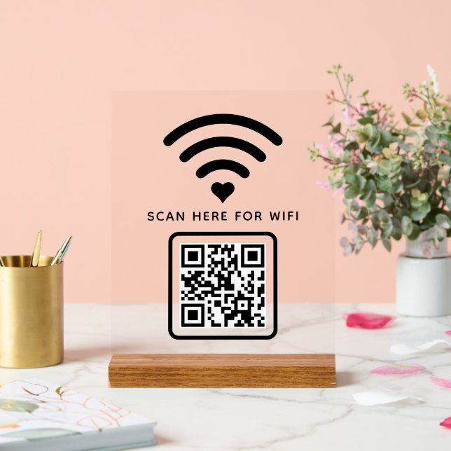 Wifi QR Code Scan to Connect Self Adhesive Acrylic Sign (Wedding)