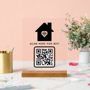 Wifi QR Code Scan to Connect Self Adhesive Acrylic Sign