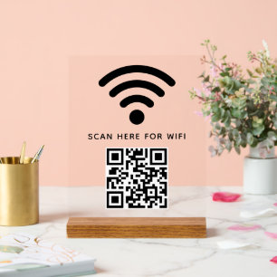 Wifi QR Code Scan to Connect Self Adhesive Acrylic Sign