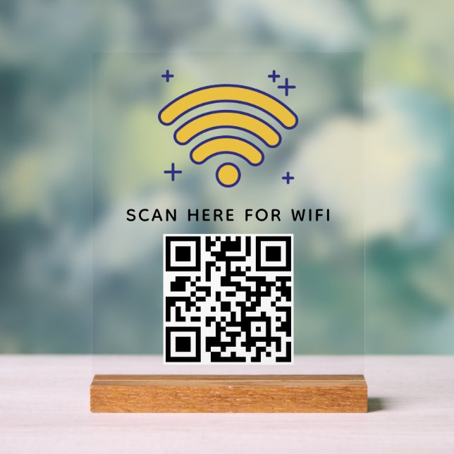 Wifi QR Code Scan to Connect Self Adhesive  Acrylic Sign (Neutral)