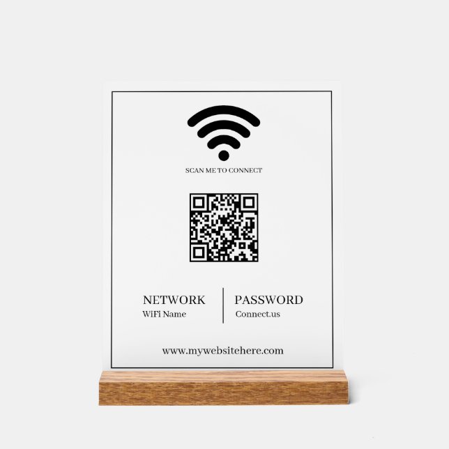WiFi QR Network Acrylic Sign (Front)
