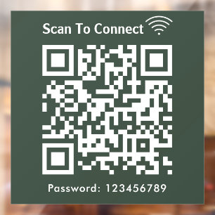 Wifi Scan To Connect Password Qr Code Forest Green Window Cling