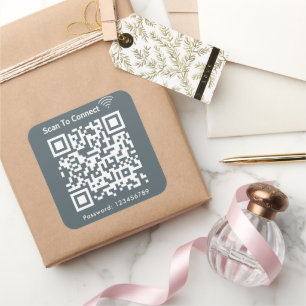 Wifi Scan To Connect Password Qr Code Navy Square Sticker