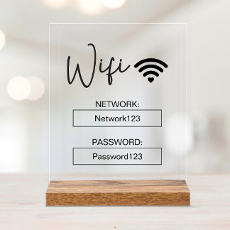 Wifi Sign Wifi Password Acrylic Table Sign