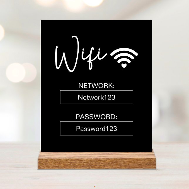 Wifi Sign Wifi Password Black Acrylic Table Sign  (Creator Uploaded)