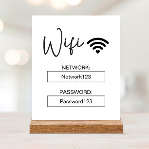 Wifi Sign Wifi Password White Acrylic Table Sign