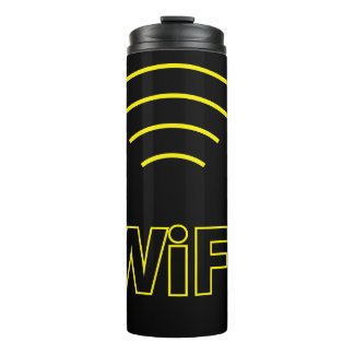 WiFi sign yellow black Thermal Tumbler