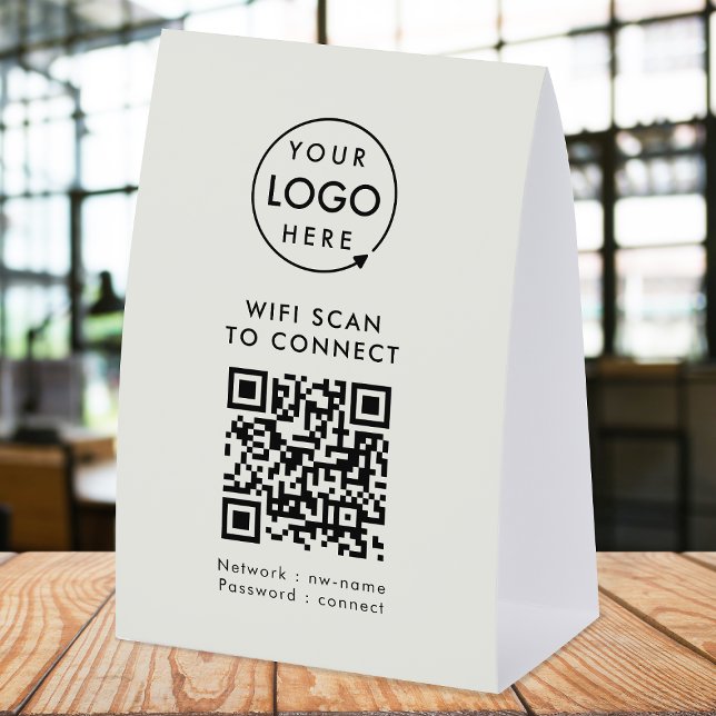  WiFi Table Tent | Network QR Paper Tabletop Sign (Company branded WiFi paper table tent signs with QR code, connecting users seamlessly to your Wi-Fi.)