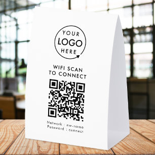 WiFi Table Tent Network QR Paper Tabletop Sign
