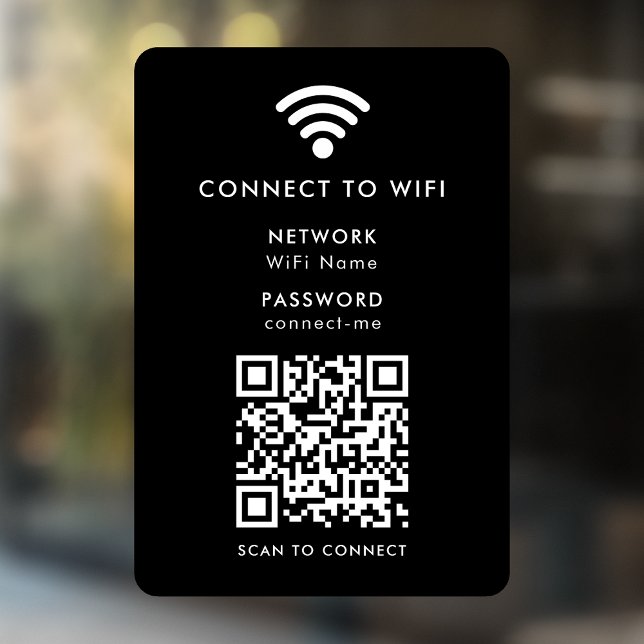 WiFi Window Cling | QR Connect Network Vinyl Decal (Wi-Fi window cling vinyl decal with interactive QR code, connecting visitors seamlessly to your WiFi)