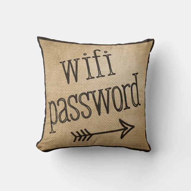 Wifie Password Vintage Burlap Cushion (Front)