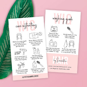 Wig Care Instructions Blush Pink Logo Modern Hair Business Card