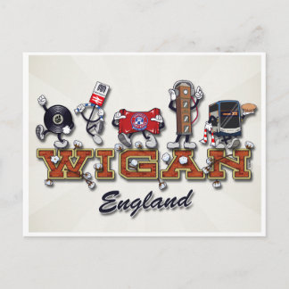 Wigan cartoon characters postcard