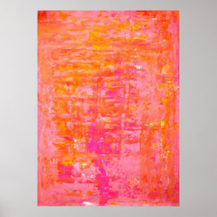 'Wiggle' Pink and Orange Abstract Art Poster Print