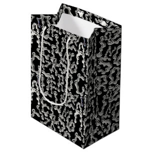 Wiggling letters pattern - WIGLET01🧬.Black BG Medium Gift Bag