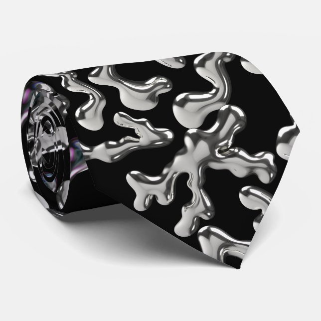 Wiggling letters pattern - WIGLET01🧬.Black BG Tie (Rolled)