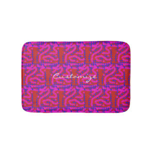 wiggly pink/ blue polka dots bath mat