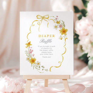 Wiildflower Diaper Raffle Floral Bow Baby shower Poster