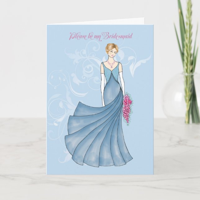 wiill you be my Bridesmaid blue Invitation (Front)