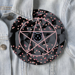 WiizyWitch Magic Witch Cosmic Cat Pentacle Magick 6 Cm Round Badge