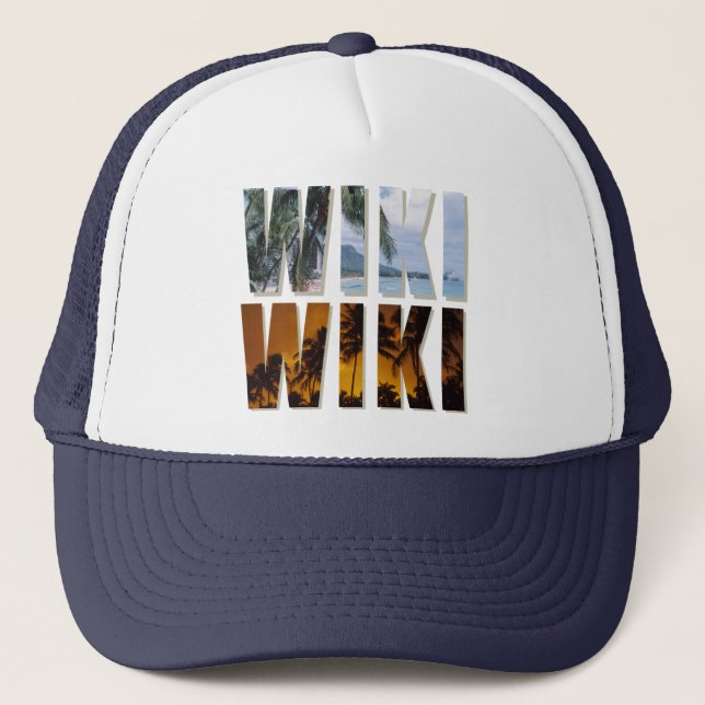 "Wiki-Wiki"  Trucker cap with Hawaiian Print (Front)