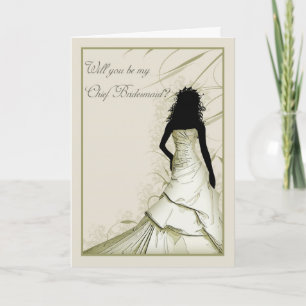 wil you be my Chief bridesmaid cream blends Invitation