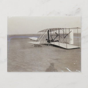 Wilbur Wright in Prone Position in Damaged Machine Postcard