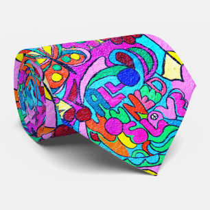 wild 70's love colours tie
